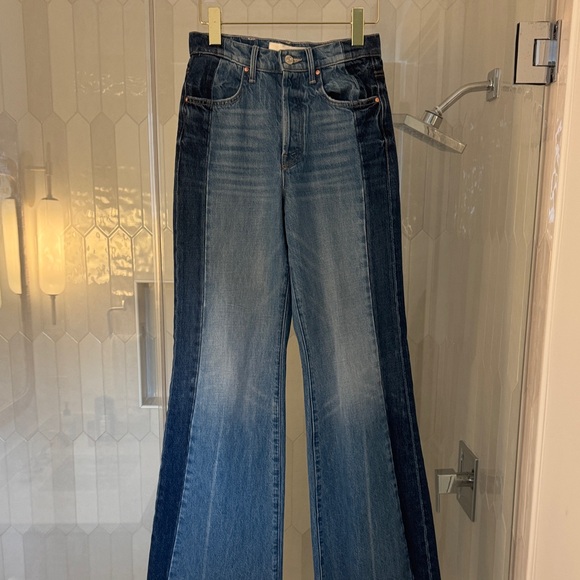 MOTHER The Tux Sidestepper Sneak Fray Blue Jeans - Picture 2 of 4